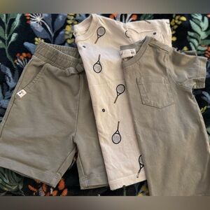 Toddler Tennis Print & Olive Green Matching Sets